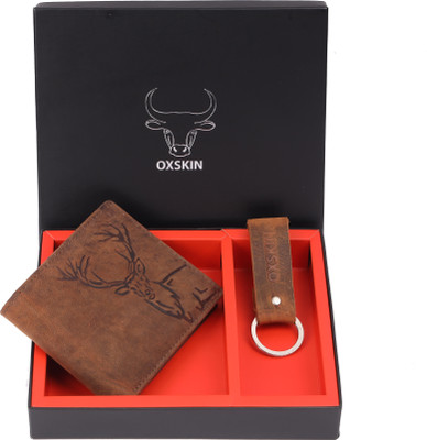 oxskin Men Formal Brown Genuine Leather Wallet(8 Card Slots)