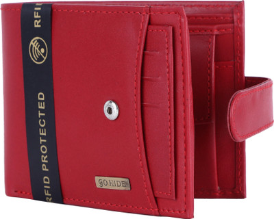 GO HIDE Men Casual Red Artificial Leather Wallet(9 Card Slots)