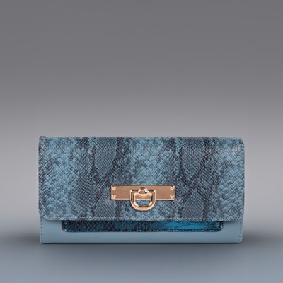 LINO PERROS Women Casual Blue Artificial Leather Wallet(12 Card Slots)