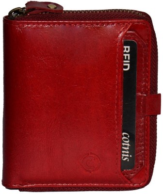 NauraHide Men Evening/Party, Trendy, Casual Red Genuine Leather Wallet(12 Card Slots)