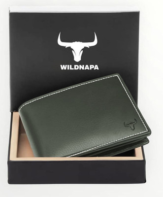 WILD NAPA Men Green Genuine Leather Wallet(8 Card Slots)