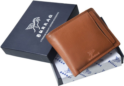 burraq Men Casual Tan Genuine Leather Wallet(6 Card Slots)