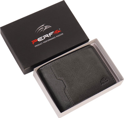 Perf Men Casual Grey Genuine Leather Wallet(4 Card Slots)