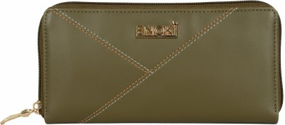 ENOKI Women Casual Green Artificial Leather Wallet(6 Card Slots)
