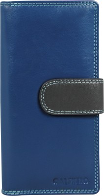 Calfnero Women Blue Genuine Leather Wallet(16 Card Slots)