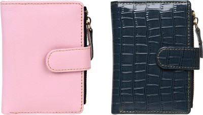 TnW Lifestyle Women Casual Pink, Black Artificial Leather Wallet(6 Card Slots, Pack of 2)