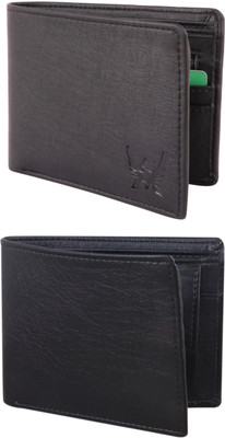 FF TRADERS Men Formal, Ethnic, Casual, Travel, Trendy Black, Brown Artificial Leather Wallet(5 Card Slots, Pack of 2)