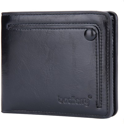 True Human Men Black Genuine Leather Wallet(5 Card Slots)