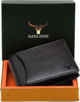 napa hide Men Casual Black Genuine Leather Wallet(9 Card Slots)
