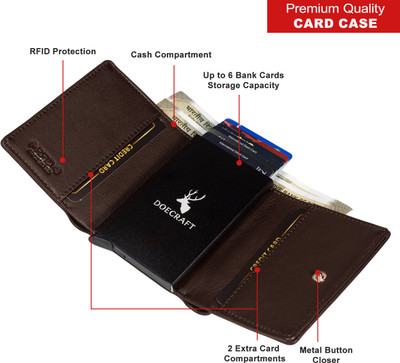 DOECRAFT Men Casual, Formal Brown, Black Genuine Leather Wallet(8 Card Slots)
