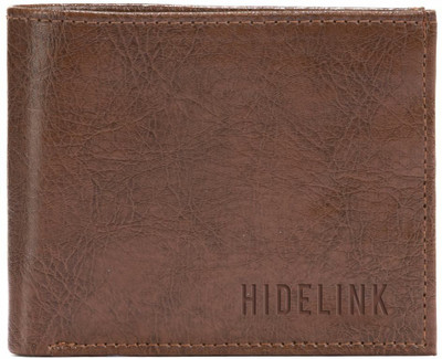 Hidelink Men Casual Brown Artificial Leather Wallet(3 Card Slots)
