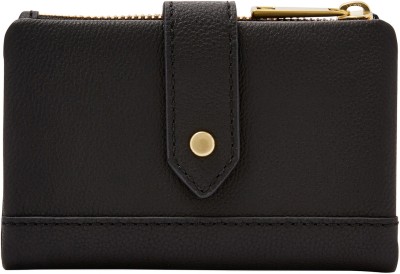 FOSSIL Women Casual Black Genuine Leather Wallet(12 Card Slots)