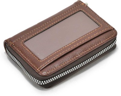 LOOPA Men Brown Artificial Leather Card Holder(9 Card Slots)