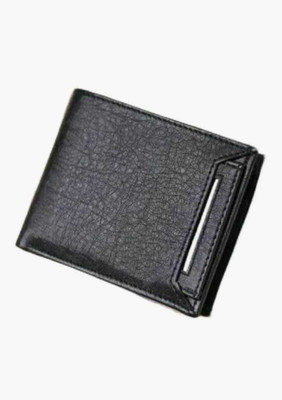 Roarhide Men & Women Trendy Black Genuine Leather Wallet(7 Card Slots)