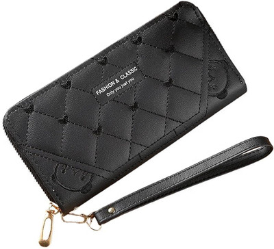 SYGA Women Black Genuine Leather Wallet(15 Card Slots)