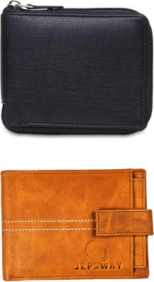 FF TRADERS Men Formal, Ethnic, Casual, Travel, Trendy Black, Tan Artificial Leather Wallet(5 Card Slots, Pack of 2)