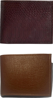 FF TRADERS Men Formal, Ethnic, Casual, Travel, Trendy Brown, Tan Artificial Leather Wallet(5 Card Slots, Pack of 2)