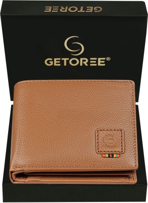 GETOREE Men Casual Beige Genuine Leather Wallet(4 Card Slots)