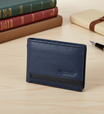 THE PREPPY Men Casual Blue Genuine Leather Wallet(10 Card Slots)