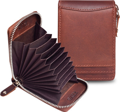 ABYS Men Brown Genuine Leather Card Holder(13 Card Slots)