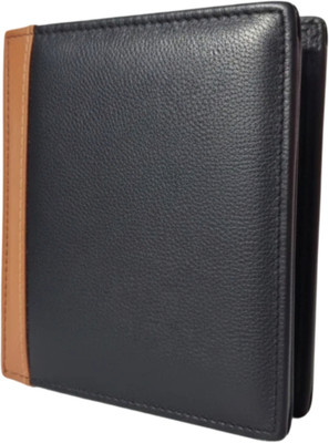 Voize Men Black Genuine Leather Wallet(10 Card Slots)
