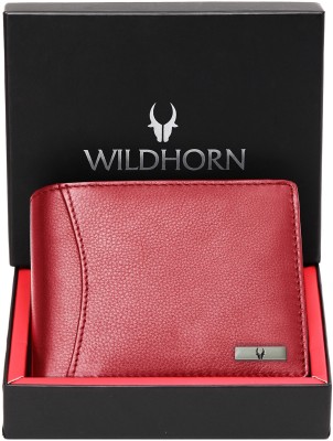 WILDHORN Men Casual Red Genuine Leather Wallet(9 Card Slots)