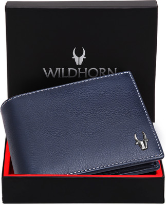 WILDHORN Men Casual Blue Genuine Leather Wallet(6 Card Slots)