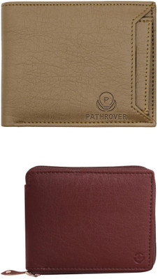 VIAZ VENTURES Men Casual, Formal, Trendy, Evening/Party, Travel Beige, Maroon, Maroon Artificial Leather Wallet(5 Card Slots, Pack of 2)