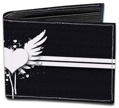 Fashionduet Boys Casual Black, White Genuine Leather Wallet(5 Card Slots)