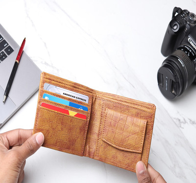 PROVOGUE Men Formal Tan Artificial Leather Wallet(5 Card Slots)
