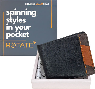 ROTATE Men Casual, Formal, Evening/Party Black Artificial Leather Wallet(3 Card Slots)