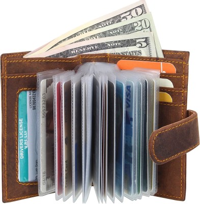 Cotnis Men & Women Casual, Formal, Trendy Brown Genuine Leather Card Holder(24 Card Slots)