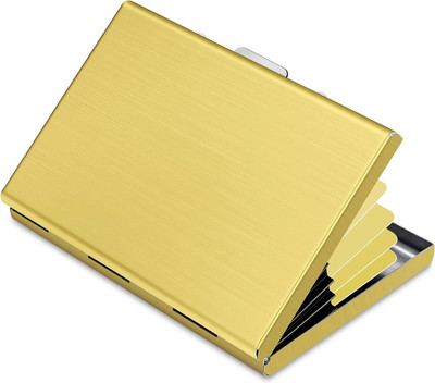 Khandhar RFID Protected 6 Slot SS Credit, ATM, Debit and Business Card Holder 6 Card Holder(Set of 1, Gold)
