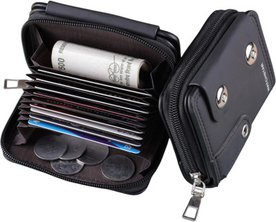 Laksh Men & Women Casual, Formal Black Genuine Leather Card Holder(9 Card Slots)