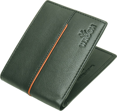 WROGN Men Green, Yellow Genuine Leather Wallet(8 Card Slots)