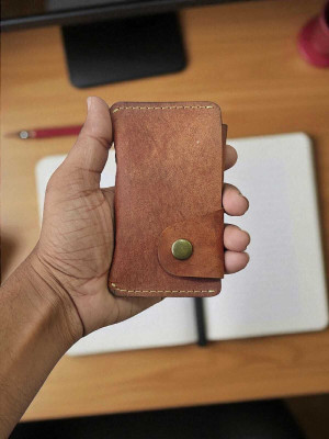 Havkystan Men & Women Brown Genuine Leather Card Holder(3 Card Slots)
