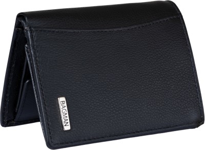 BAGMAN Men Casual Black Genuine Leather Wallet(9 Card Slots)