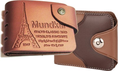 Peacock Mundkar Men Tan Artificial Leather Wallet(5 Card Slots, Pack of 2)