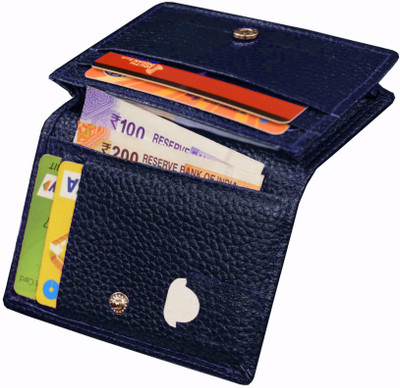 ABYS Genuine Leather RFID Card Holder | Card Case | Money Purse for Men & Women 12 Card Holder(Set of 1, Blue)