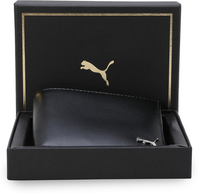 PUMA Men Black Genuine Leather Wallet(3 Card Slots)