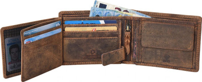 burraq Men Formal Brown Genuine Leather Wallet(6 Card Slots)
