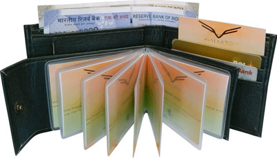 Magic Design Men Black Artificial Leather Money Clip(9 Card Slots)