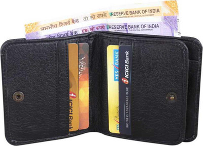 True Style Men Black Artificial Leather Wallet(8 Card Slots)