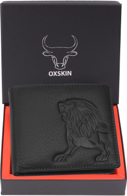 oxskin Men Formal Black Genuine Leather Wallet(8 Card Slots)