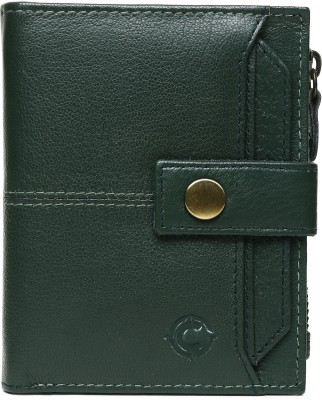 Cotnis Men & Women Casual, Trendy, Formal Green Genuine Leather Wallet(14 Card Slots)