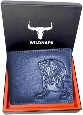 WILD NAPA Men Blue Genuine Leather Wallet(8 Card Slots)