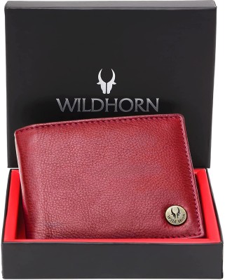 WILDHORN Men Casual Red Genuine Leather Wallet(4 Card Slots)