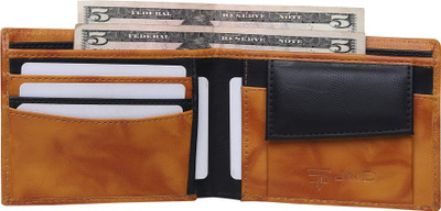 JND Men Casual Tan, Black Artificial Leather Wallet(4 Card Slots)