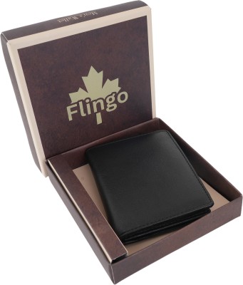 Flingo Men Casual, Formal Black Genuine Leather Wallet(9 Card Slots)