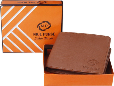 Nice Purse Men Tan Artificial Leather Wallet(3 Card Slots)